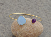 Amethyst Quartz Bangle - 925 Sterling Silver - Gold Plated Bracelet - Custom Jewelry - Gift For Loved One - Jewelry For Graduation